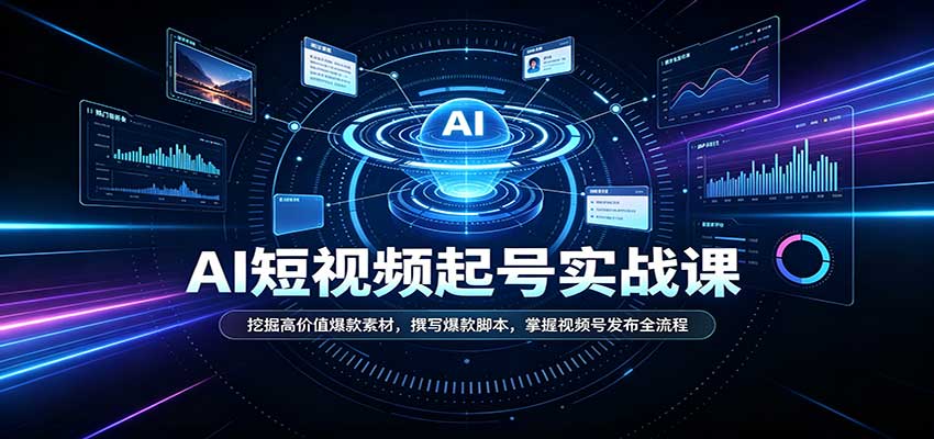 短视频AI起号实战课:挖掘高价值爆款素材,撰写爆款脚本,掌握视频号发布全流程-卓越网创