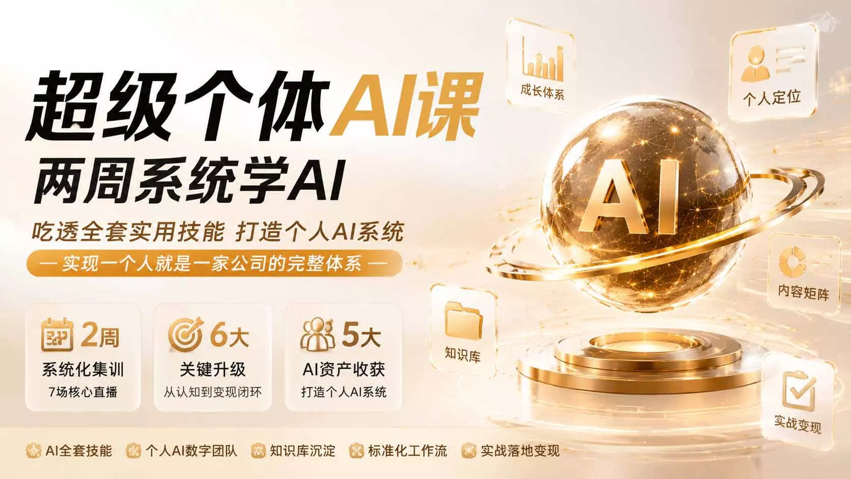 超级个体AI课 两周系统学AI；吃透全套实用技能打造个人AI系统，实现一个人就是一家公司的完整体系(更新0823