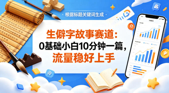 公众号流量主——生僻字故事赛道,流量稳,好上手,0基础小白也能10分钟一篇-卓越网创