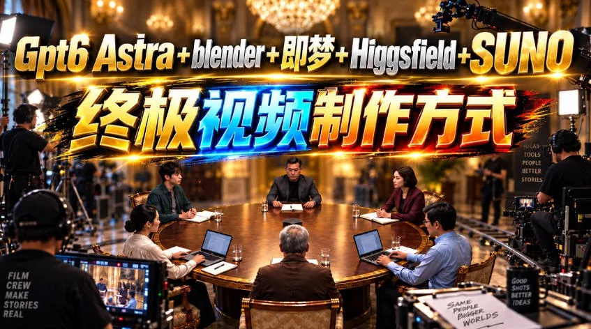 GPT-6 Astra+Blender+即梦+Higgsfield+Suno=终极视频制作方式!-卓越网创