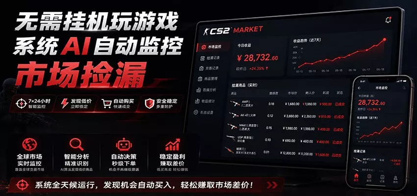 系统AI自动监控市场捡漏，不用玩游戏，只需要一部手机，支持任何形式数据验证-卓越网创