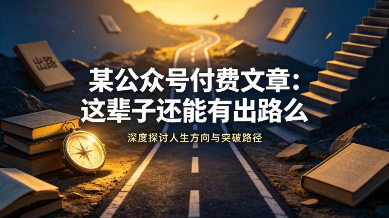 某公众号付费文章：这辈子还能有出路么-卓越网创