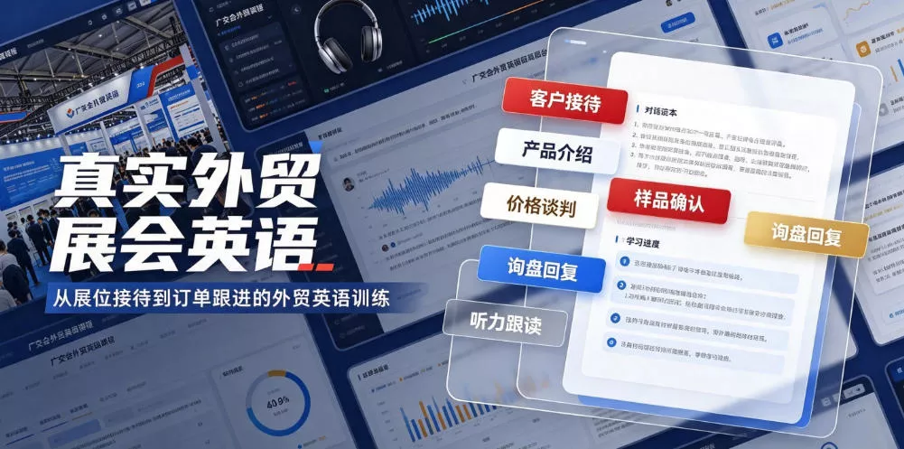 真实外贸展会英语，广交会外贸口语听力突击课程【音频】-卓越网创