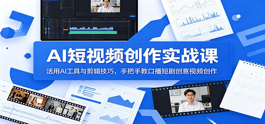 AI短视频创作实战课:活用AI工具与剪辑技巧,手把手教口播短剧创意视频创作-卓越网创
