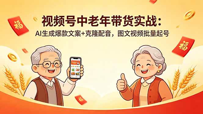 （18396期）视频号中老年带货实战：AI生成爆款文案+克隆配音，图文视频批量起号-卓越网创