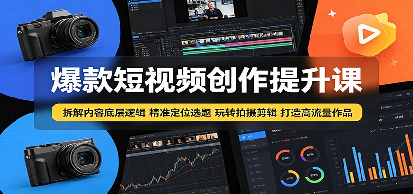 爆款短视频创作提升课：拆解内容底层逻辑，精准定位选题玩转拍摄剪辑打造高流量作品-卓越网创