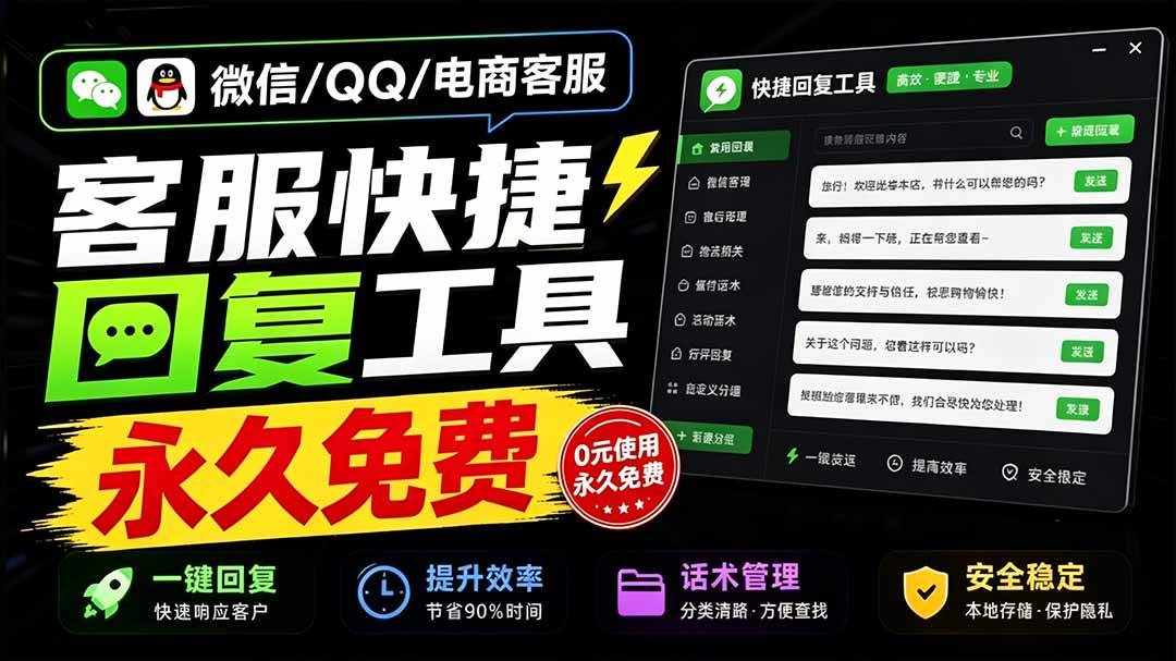 (20420期)微信/QQ/电商客服快捷回复工具,支持多平台话术库与一键发送,永久免费,使用简单!易歪歪-卓越网创
