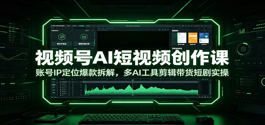 视频号AI短视频创作课:账号IP定位爆款拆解,多AI工具剪辑带货短剧实操-卓越网创