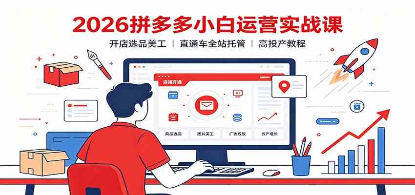 2026拼多多小白运营实战课:开店选品美工,直通车全站托管高投产教程 2026拼多多小白运营实战课:开店选品美工,直通车全站托管高投产教程