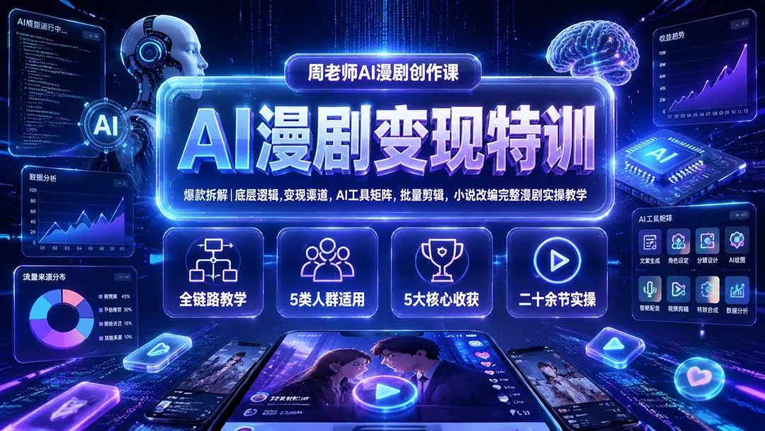 AI漫剧变现特训★爆款拆解|底层逻辑,变现渠道,AI工具矩阵,批量剪辑,小说改编完整漫剧实操教学 AI漫剧变现特训★爆款拆解|底层逻辑,变现渠道,AI工具矩阵,批量剪辑,小说改编完整漫剧实操教学