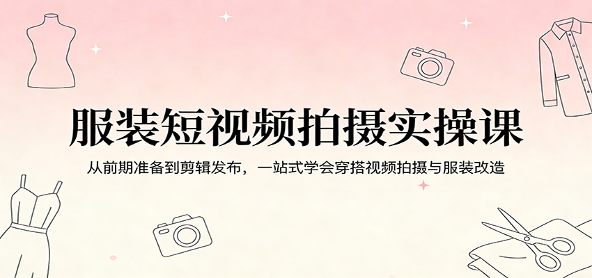 服装短视频拍摄实操课:从前期准备到剪辑发布,一站式学会穿搭视频拍摄与服装改造-卓越网创