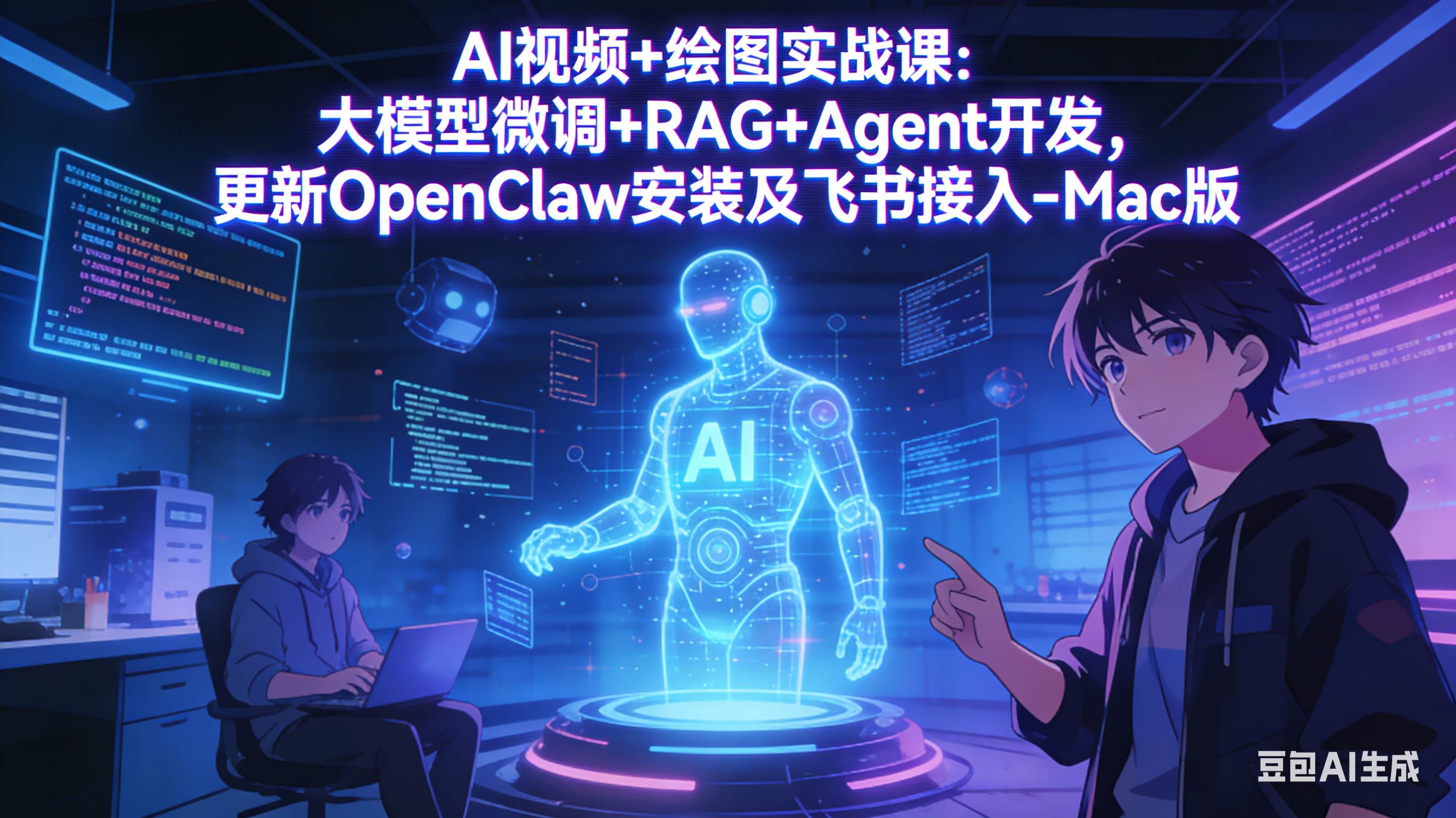 （17594期）AI视频+绘图实战课：大模型微调+RAG+Agent开发，更新OpenClaw安装及飞书接入-Mac版-卓越网创