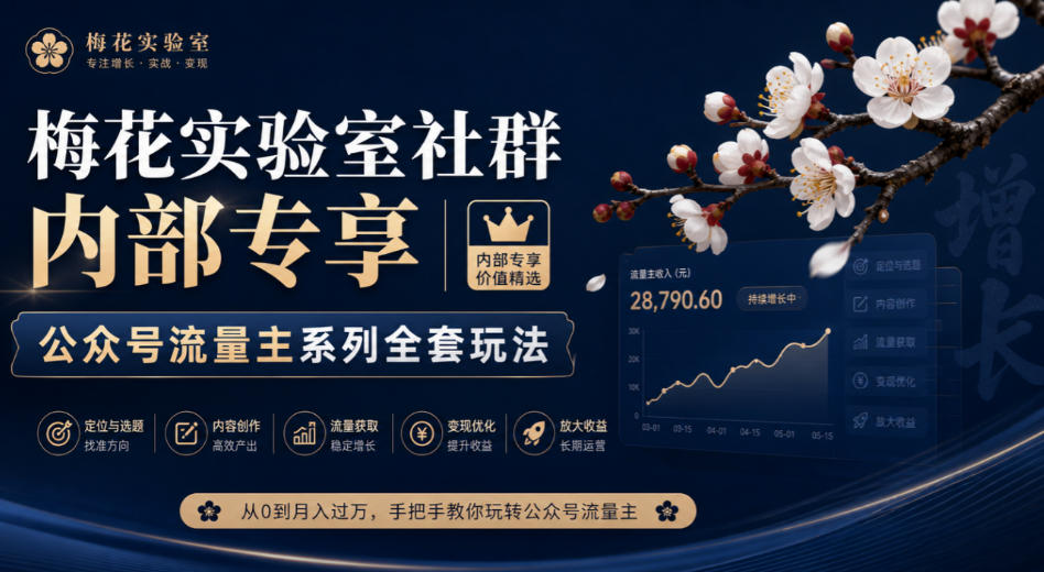 梅花实验室社群内部专享-公众号流量主系列全套玩法-卓越网创