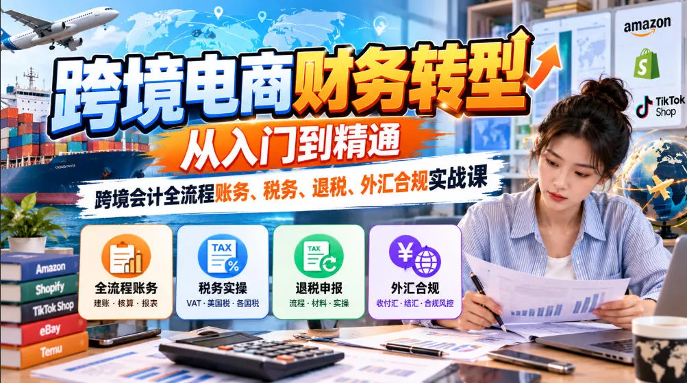 跨境电商财务转型：从入门到精通｜跨境会计全流程账务、税务、退税、外汇合规实战课-卓越网创