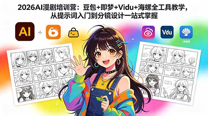 (18607期)2026AI漫剧培训营:豆包+即梦+Vidu+海螺全工具教学,从提示词入门到分镜设计一站式掌握 (18607期)2026AI漫剧培训营:豆包+即梦+Vidu+海螺全工具教学,从提示词入门到分镜设计一站式掌握