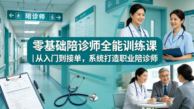 零基础陪诊师全能训练课|从入门到接单,系统打造职业陪诊师-卓越网创