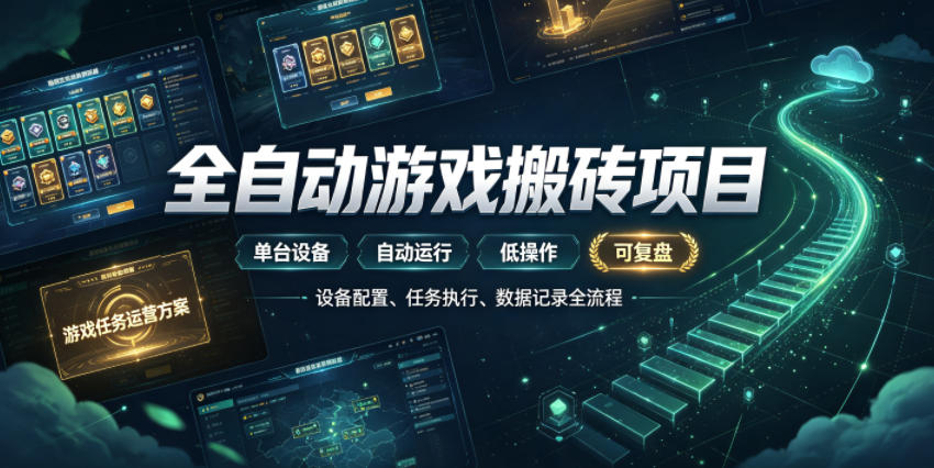 实现全自动游戏搬砖躺賺，每日稳定收益千元，近几年最稳，一台设备就能做！【揭秘】-卓越网创