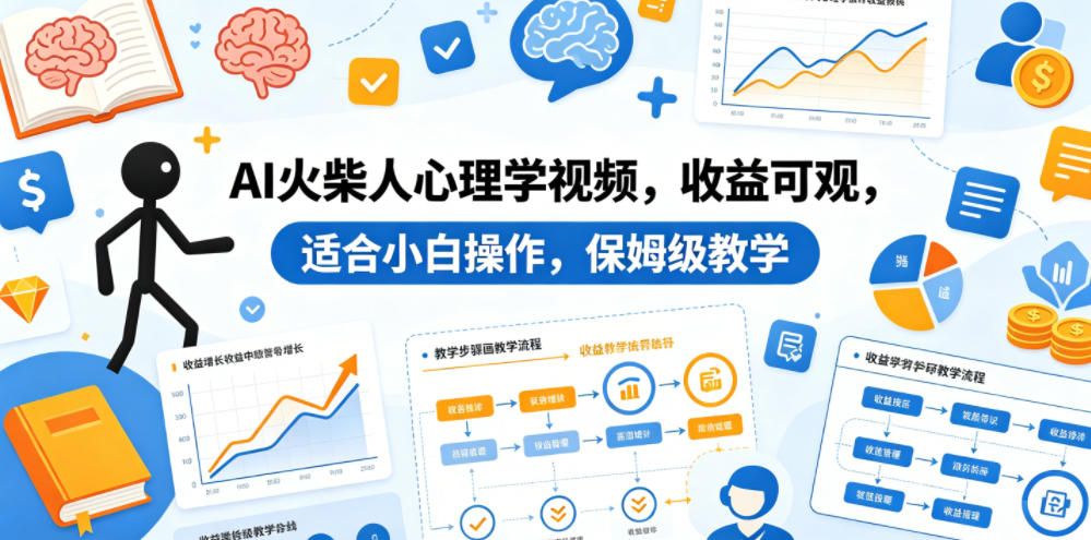 AI火柴人心理学视频，收益可观，适合小白操作，保姆级教学-卓越网创