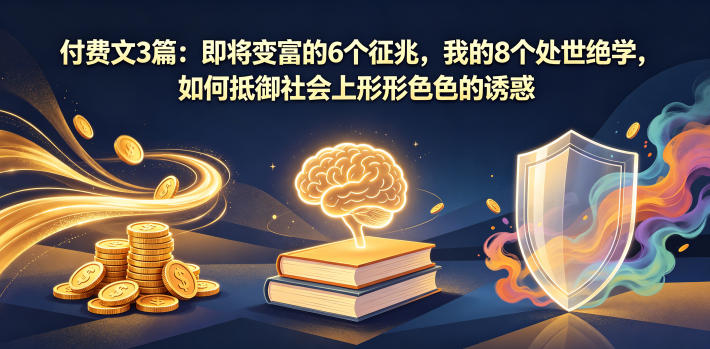 付费文3篇:即将变富的6个征兆,我的8个处世绝学,如何抵御社会上形形色色的诱惑 付费文3篇:即将变富的6个征兆,我的8个处世绝学,如何抵御社会上形形色色的诱惑