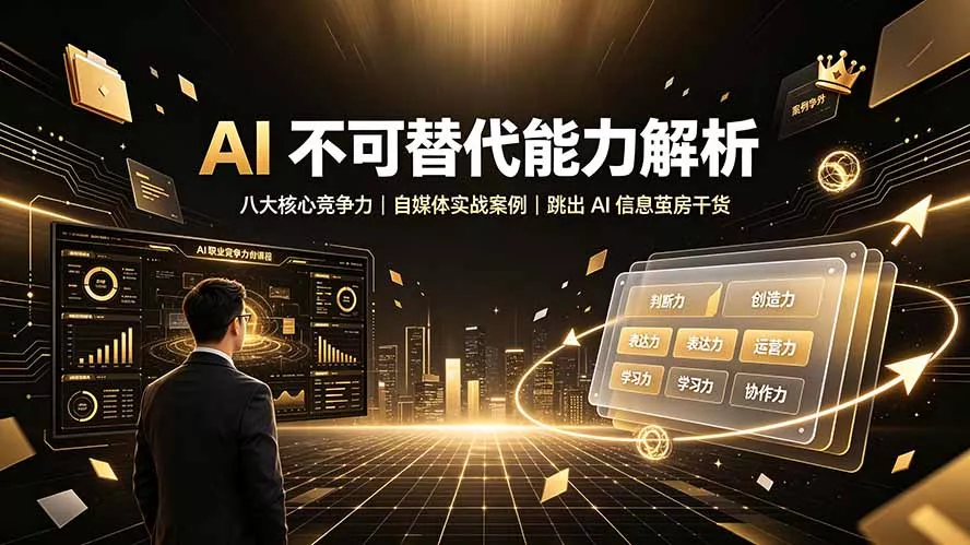 付费文章：AI 不可替代能力解析▸八大核心竞争力｜自媒体实战案例｜跳出 AI 信息茧房干货-卓越网创