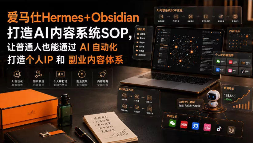 爱马仕Hermes+Obsidian打造AI内容系统SOP,让普通人也能通过 AI 自动化打造个人IP 和 副业内容体系-卓越网创