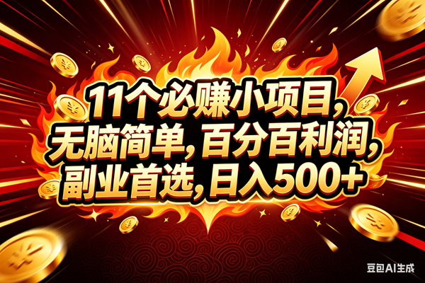（18245期）11个必赚钱的小项目，百分百赚米，无脑简单，副业首选，日入300+-卓越网创