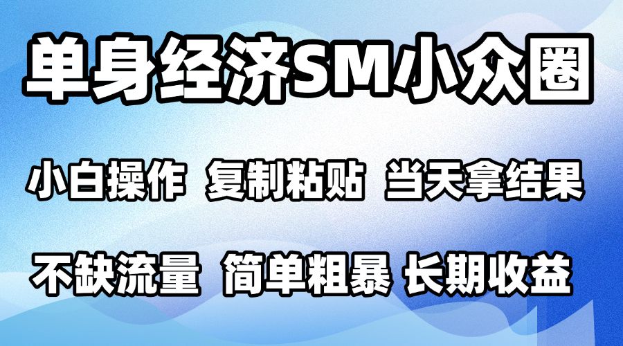2026最新小众SM男粉情感赛道，十分钟见收益，单日2000＋小白也能当天上手，可批量放大-卓越网创