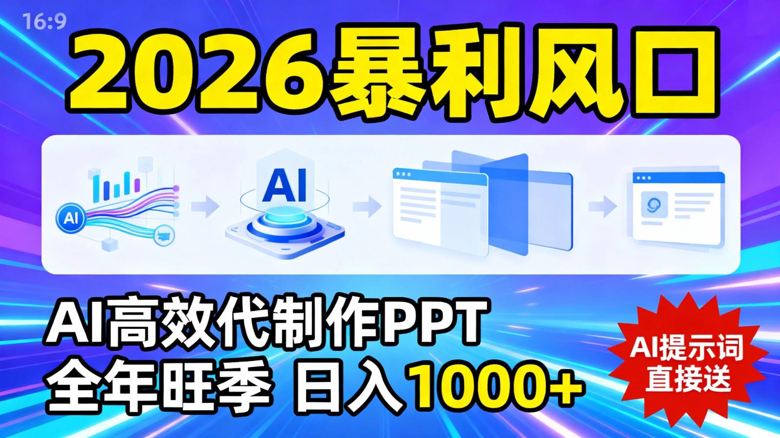 2026暴利!用AI高效代制作 PPT,全年旺季,日入 1000+,提示词直接送!-卓越网创
