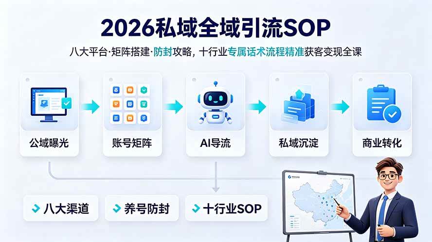 (19248期) 2026私域全域引流SOP|八大平台·矩阵搭建·防封攻略,十行业专属话术流程精准获客变现全课 (19248期) 2026私域全域引流SOP|八大平台·矩阵搭建·防封攻略,十行业专属话术流程精准获客变现全课