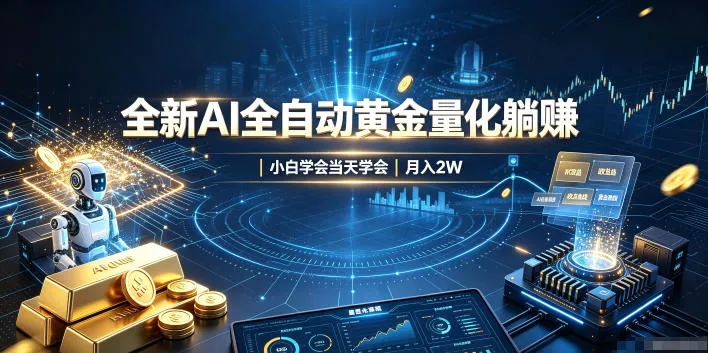 全新AI全自动黄金量化躺賺:小白学会当天学会,月入2W!【揭秘】-卓越网创