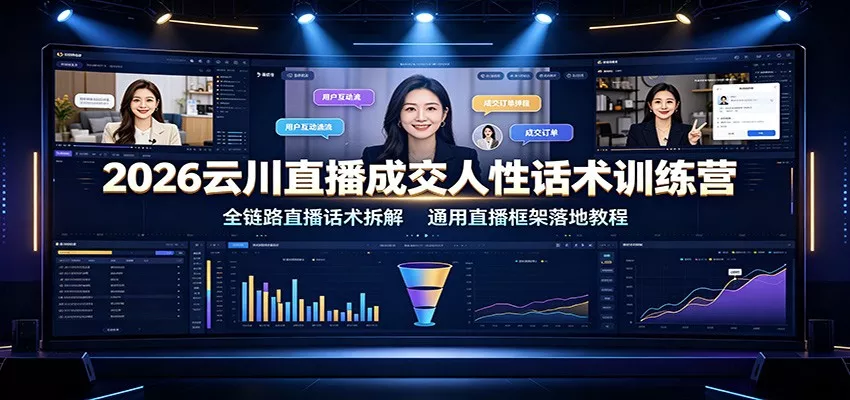 2026云川直播成交人性话术训练营：全链路直播话术拆解，通用直播框架落地教程-卓越网创
