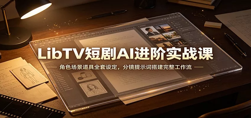 LibTV短剧AI进阶实战课：角色场景道具全套设定，分镜提示词搭建完整工作流-卓越网创
