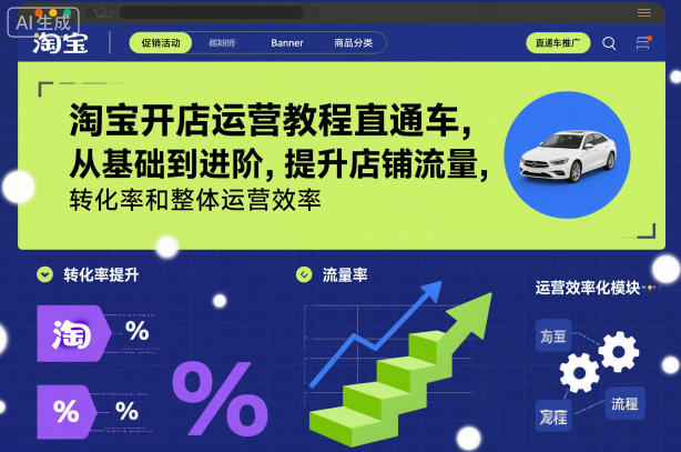 淘宝开店运营教程直通车，从基础到进阶，提升店铺流量，转化率和整体运营效率（更新26年4月20日）-卓越网创