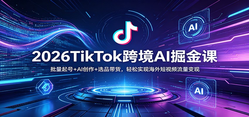 2026TikTok跨境AI掘金课：批量起号+AI创作+选品带货，轻松实现海外短视频流量变现-卓越网创