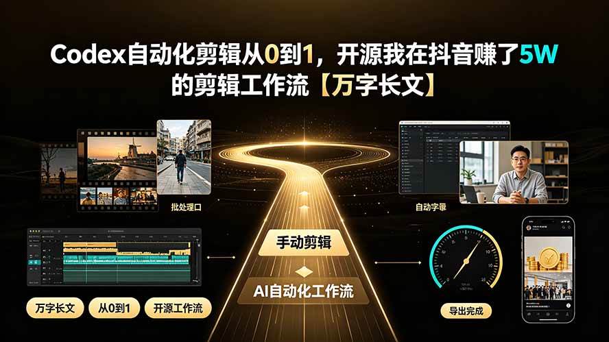 （19504期）Codex自动化剪辑从0到1，开源我在抖音赚了5W 的剪辑工作流【万字长文】-卓越网创