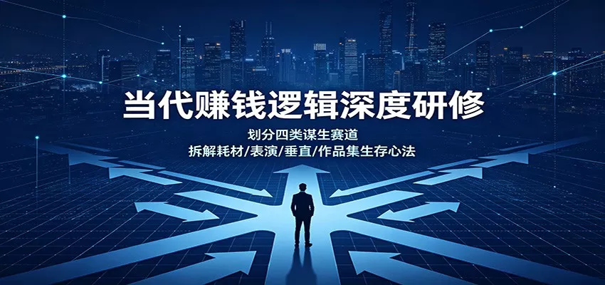 当代赚钱逻辑深度研修：划分四类谋生赛道，拆解耗材/表演/垂直/作品集生存心法-卓越网创