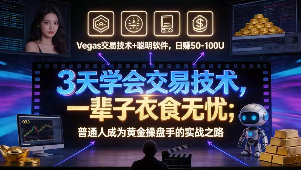 “顺势而为交易系统”3天学会交易技术，聪明软件辅助，小白也能看懂趋势交易，日入30-100U,长期稳定-卓越网创