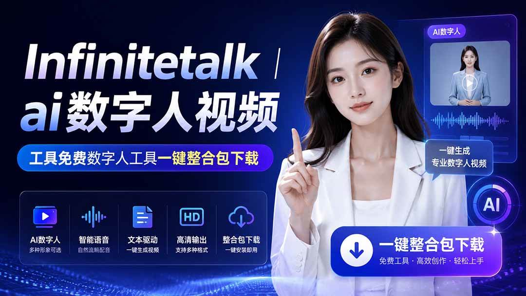 （20008期）Infinitetalk丨ai数字人视频-工具免费数字人工具一键整合包下载-卓越网创