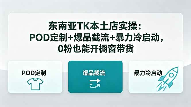 (18381期)东南亚TK本土店实操:POD定制+爆品截流+暴力冷启动,0粉也能开橱窗带货-卓越网创