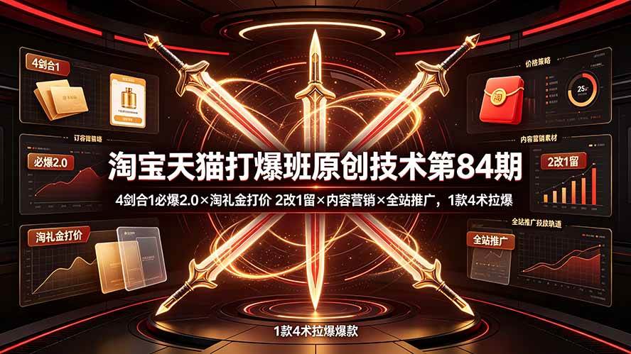 (19428期) 淘宝天猫打爆班原创技术第84期:4剑合1必爆2.0×淘礼金打价×2改1留×内容营销×全站推广,1款4术拉爆 (19428期) 淘宝天猫打爆班原创技术第84期:4剑合1必爆2.0×淘礼金打价×2改1留×内容营销×全站推广,1款4术拉爆