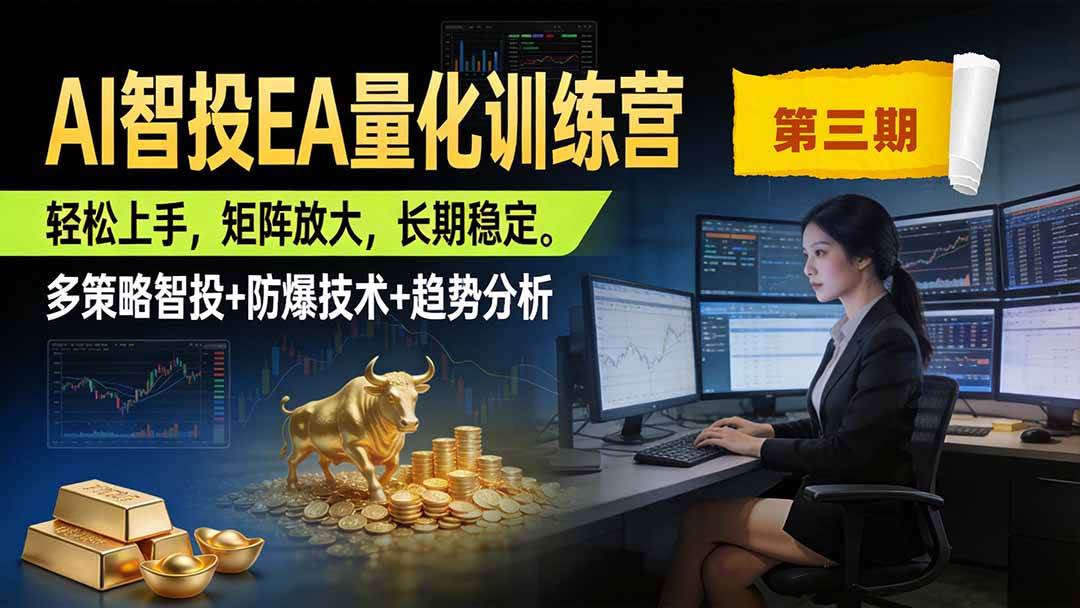(19737期)AI智投EA量化训练营第三期,多策略智投+防爆技术+趋势分析 ,小白轻松上手,矩阵放大,长期稳定,日入500U。-卓越网创