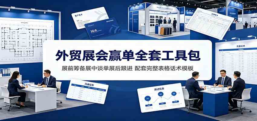 外贸展会赢单全套工具包：展前筹备展中谈单展后跟进，配套完整表格话术模板-卓越网创