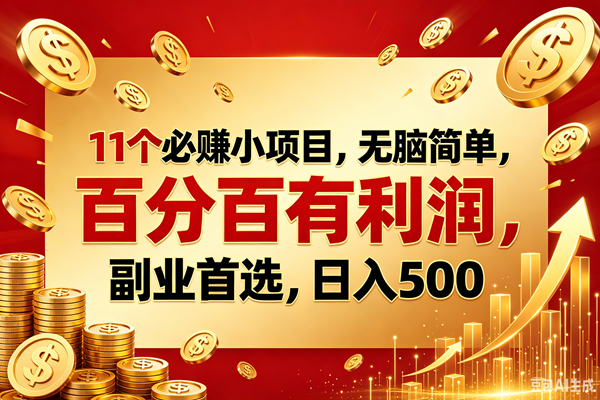 （18851期）11个必赚的小项目，百分百赚元子，无脑简单，副业首选，日入500+-卓越网创