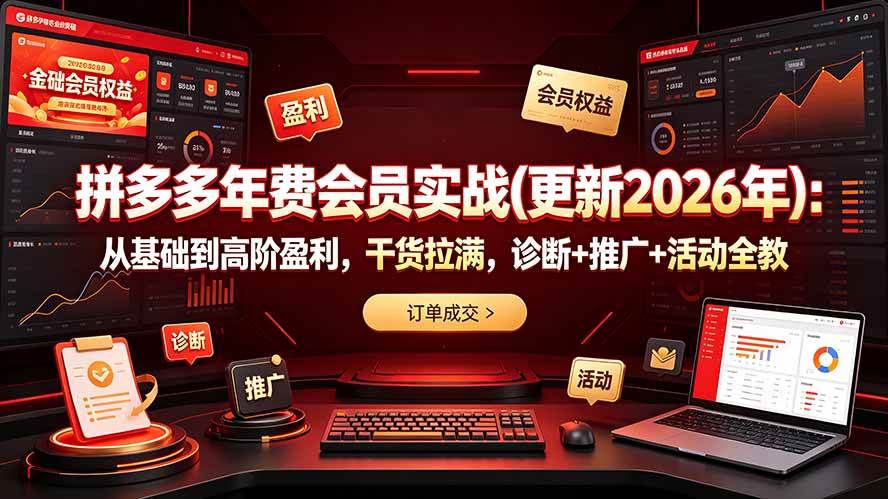 (19290期)拼多多年费会员实战(更新2026年):从基础到高阶盈利,干货拉满,诊断+推广+活动全教 (19290期)拼多多年费会员实战(更新2026年):从基础到高阶盈利,干货拉满,诊断+推广+活动全教