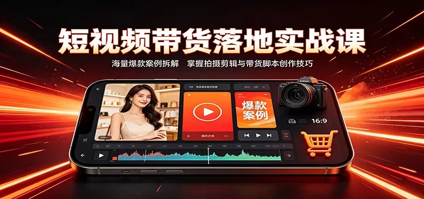 短视频带货落地实战课:海量爆款案例拆解,掌握拍摄剪辑与带货脚本创作技巧-卓越网创