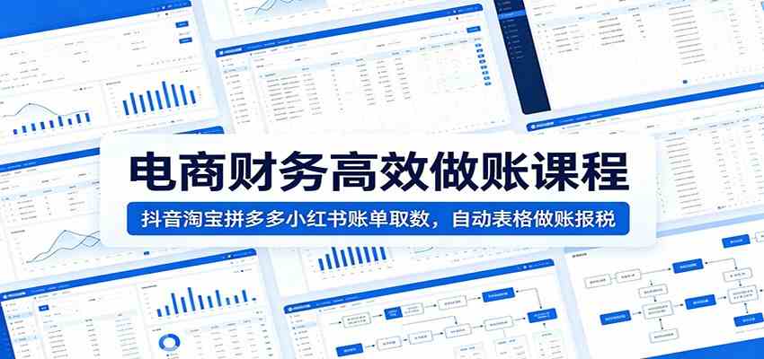 电商财务高效做账课程:抖音淘宝拼多多小红书账单取数,自动表格做账报税 电商财务高效做账课程:抖音淘宝拼多多小红书账单取数,自动表格做账报税