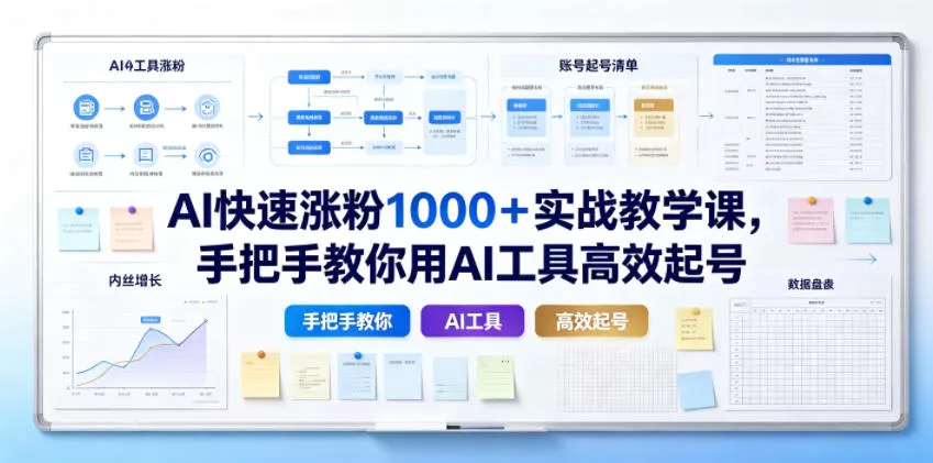 AI快速涨粉1000＋实战教学课，手把手教你用AI工具高效起号-卓越网创