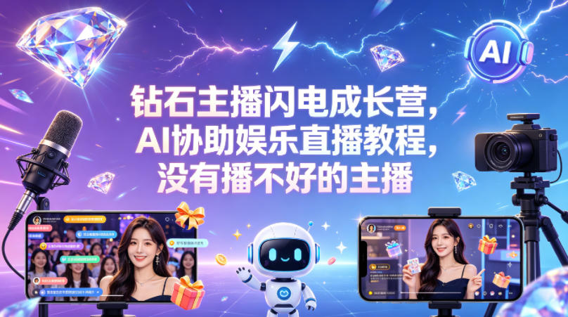 钻石主播闪电成长营,Al协助娱乐直播教程,没有播不好的主播 钻石主播闪电成长营,Al协助娱乐直播教程,没有播不好的主播