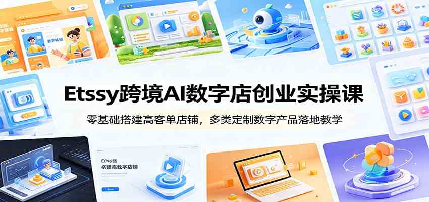 Etsy跨境AI数字店创业实操课:零基础搭建高客单店铺,多类定制数字产品落地教学 Etsy跨境AI数字店创业实操课:零基础搭建高客单店铺,多类定制数字产品落地教学