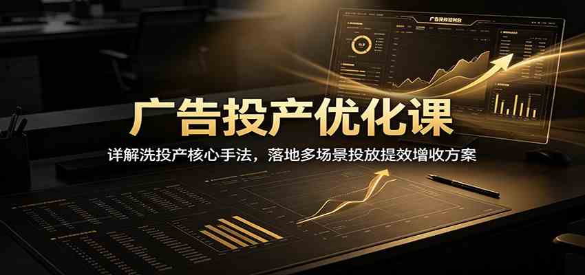广告投产优化课：详解洗投产核心手法，落地多场景投放提效增收方案-卓越网创